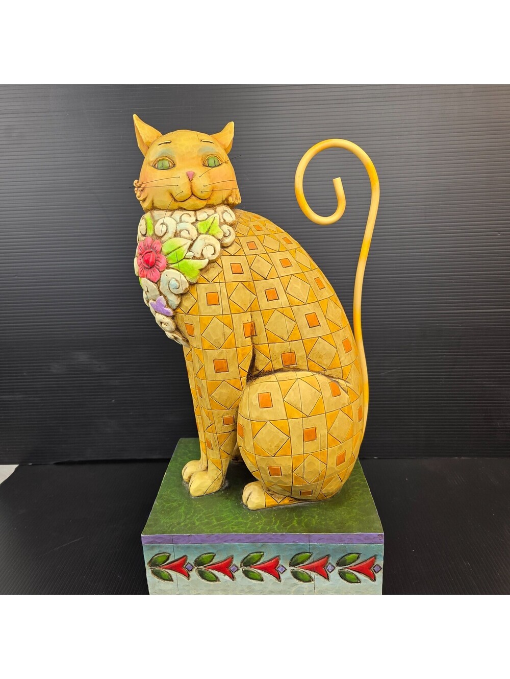 JIM SHORE Large "Flower Garden Cat" Heartwood Creek Figure Sculpture